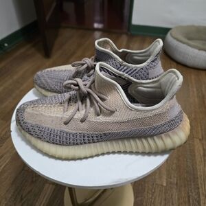 Yeezy Boost Knit Sneakers in Cream and Gray